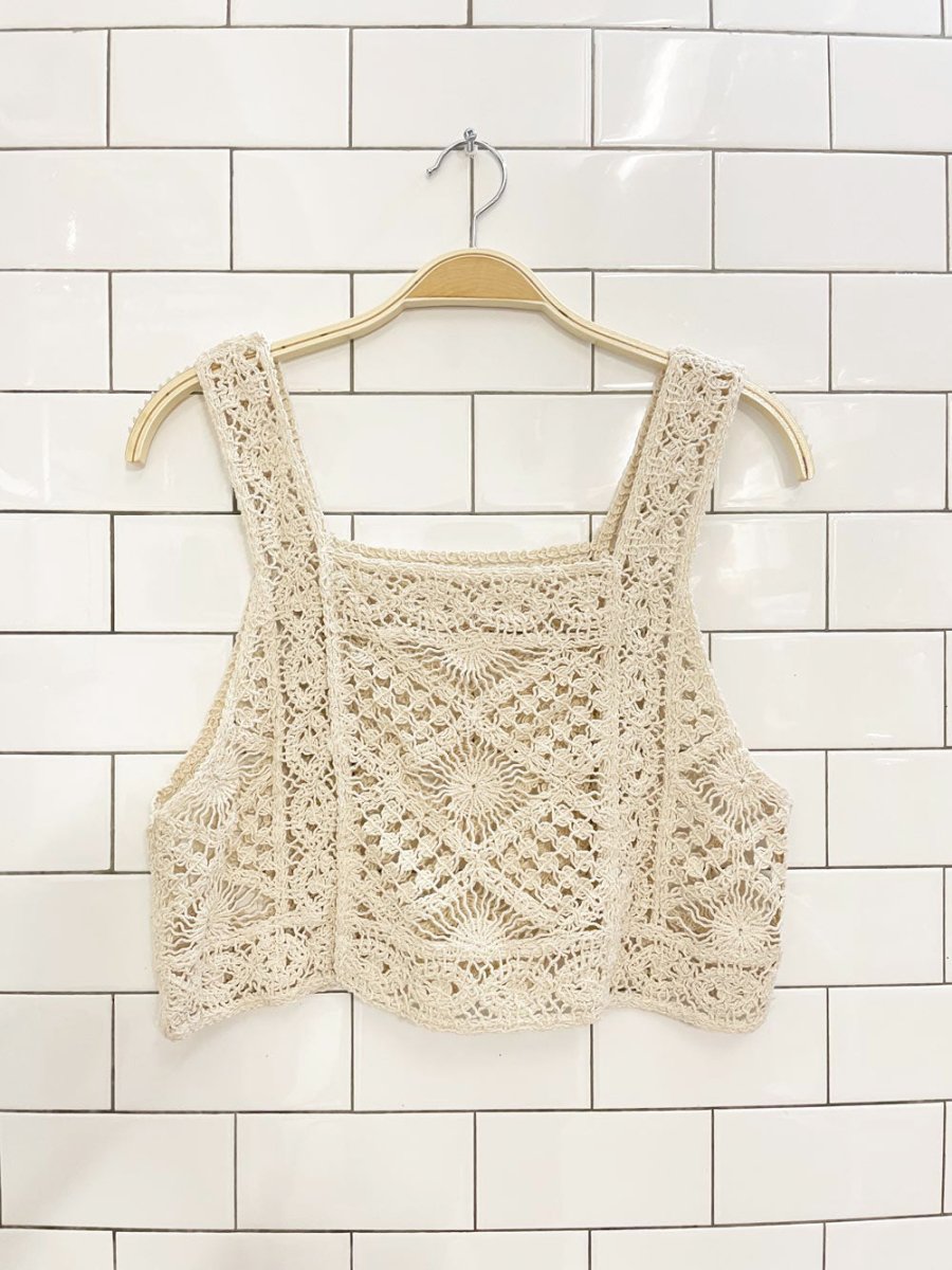 crochet square neck crop tank - good market thrift store