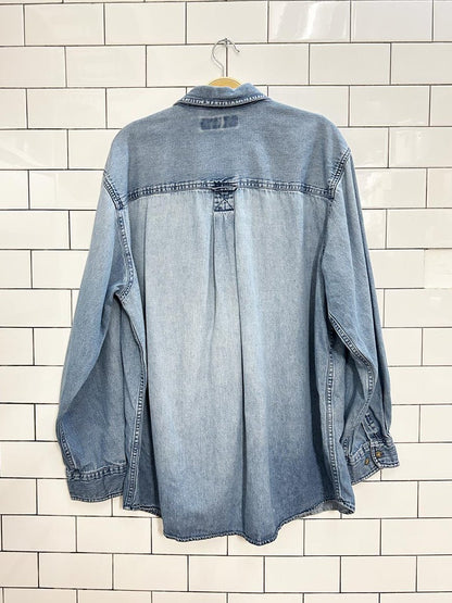 vintage 90s penmans long sleeve denim shirt - good market thrift store