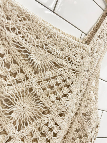 crochet square neck crop tank - good market thrift store