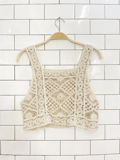 crochet square neck crop tank - good market thrift store