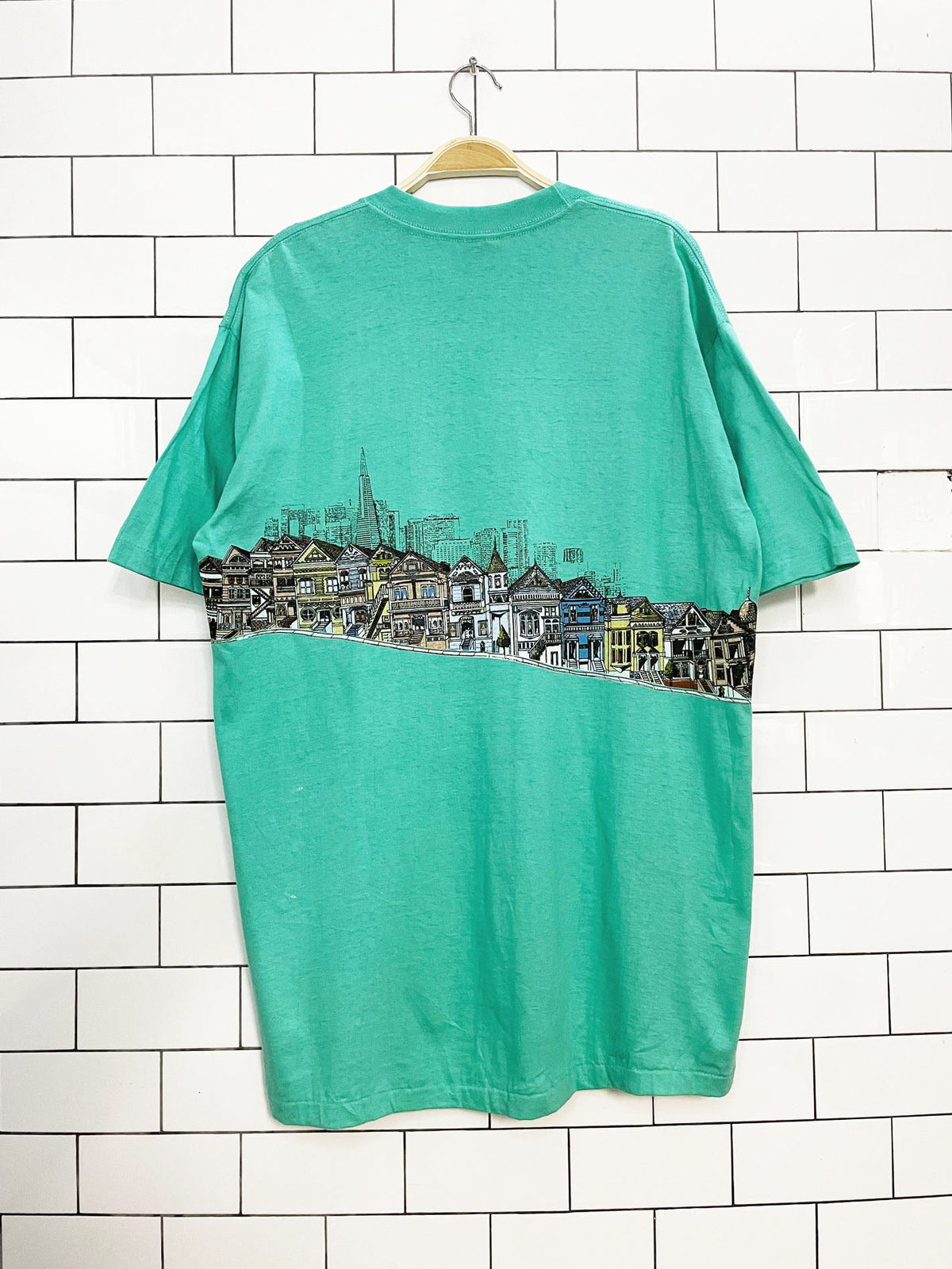 vintage 80s single stitch san francisco wrap around print tee | made in USA | signal mega tee