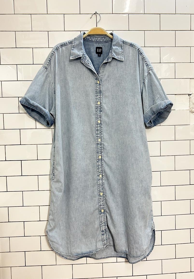 gap denim button - up shirt dress - good market thrift store