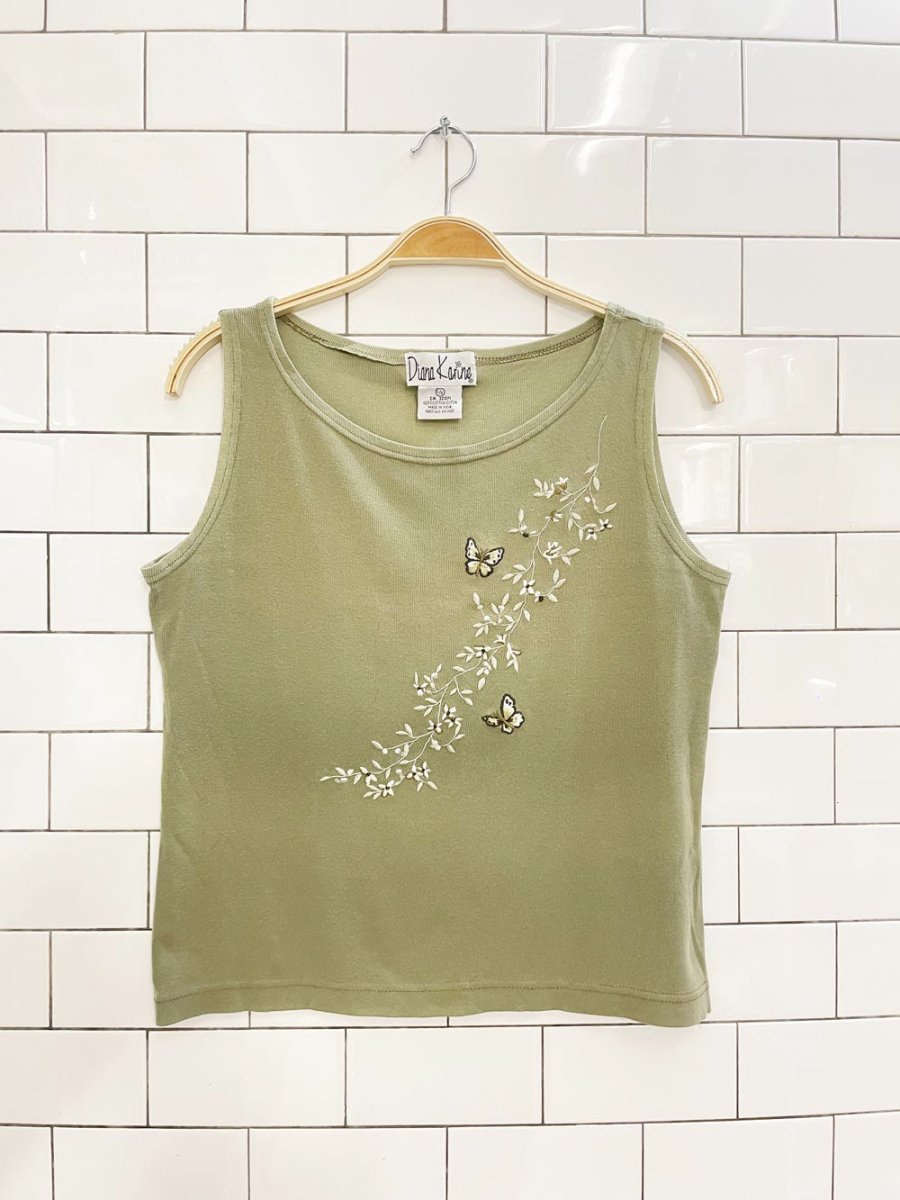 vintage 00s diana karina embroidered butterfly tank - good market thrift store