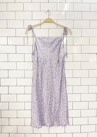 zara satin micro floral tie shoulder square neck mini dress - good market thrift store