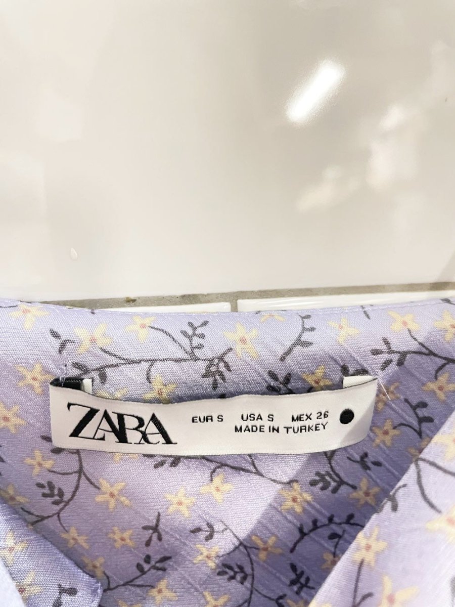 zara satin micro floral tie shoulder square neck mini dress - good market thrift store