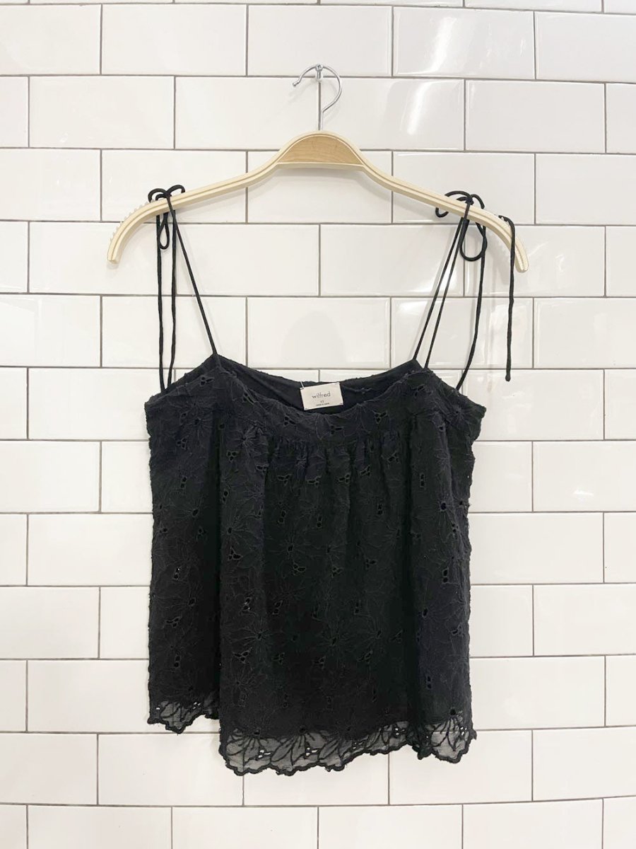 wilfred embroidered floral chiffon tie shoulder tank | aritzia - good market thrift store