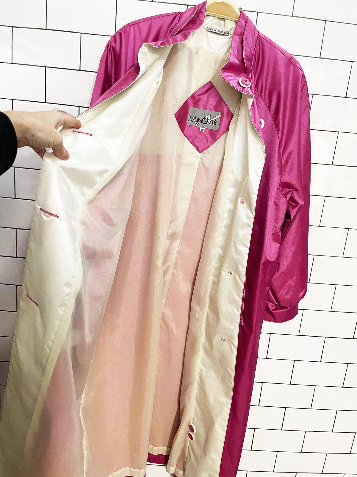 vintage 80s raingear pleated cape back belted long rain coat