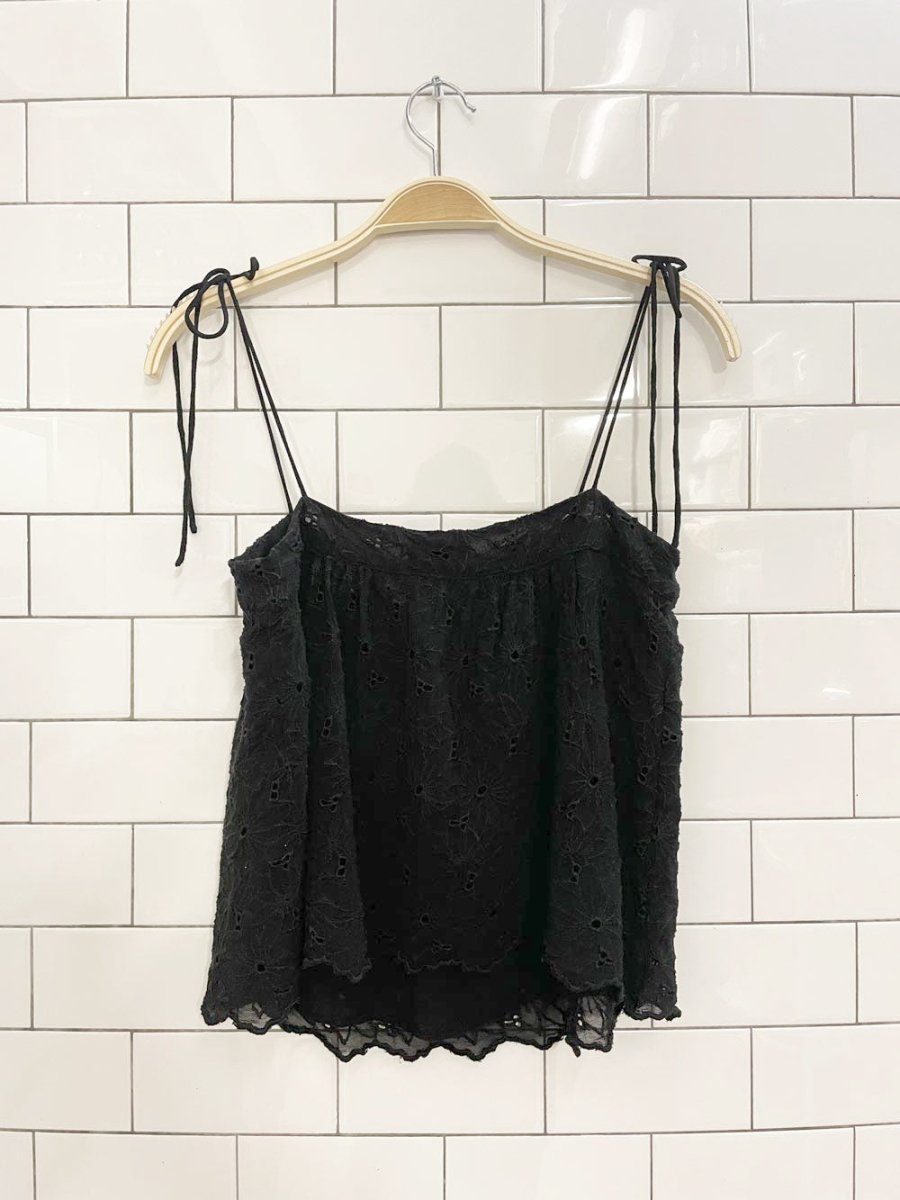 wilfred embroidered floral chiffon tie shoulder tank | aritzia - good market thrift store