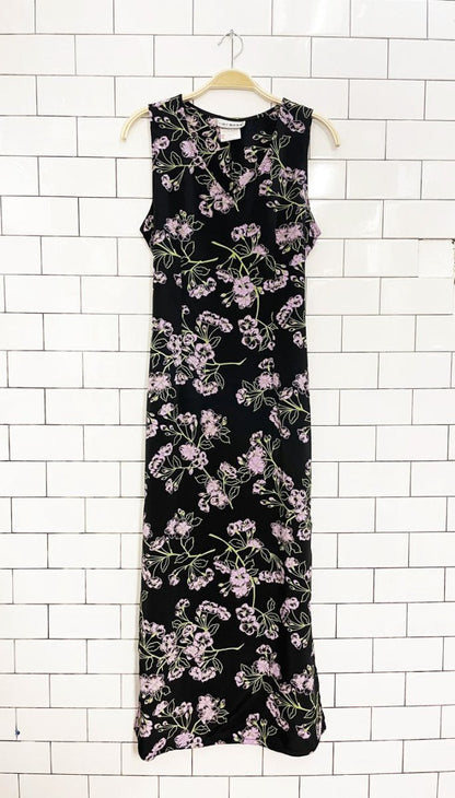 vintage 90s secret ingredient floral tie back maxi dress - good market thrift store
