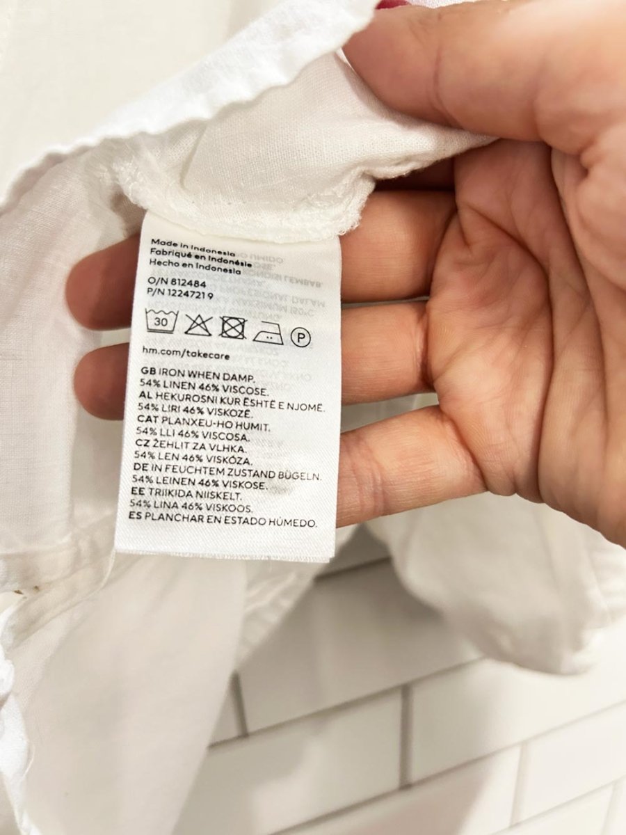 nwt h&m linen - blend balloon sleeve top - good market thrift store