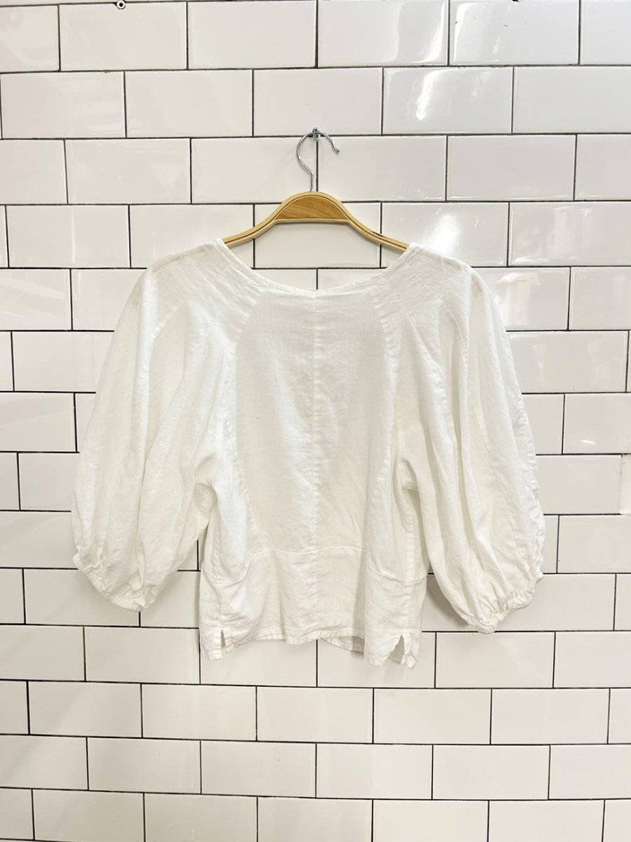 nwt h&m linen - blend balloon sleeve top - good market thrift store