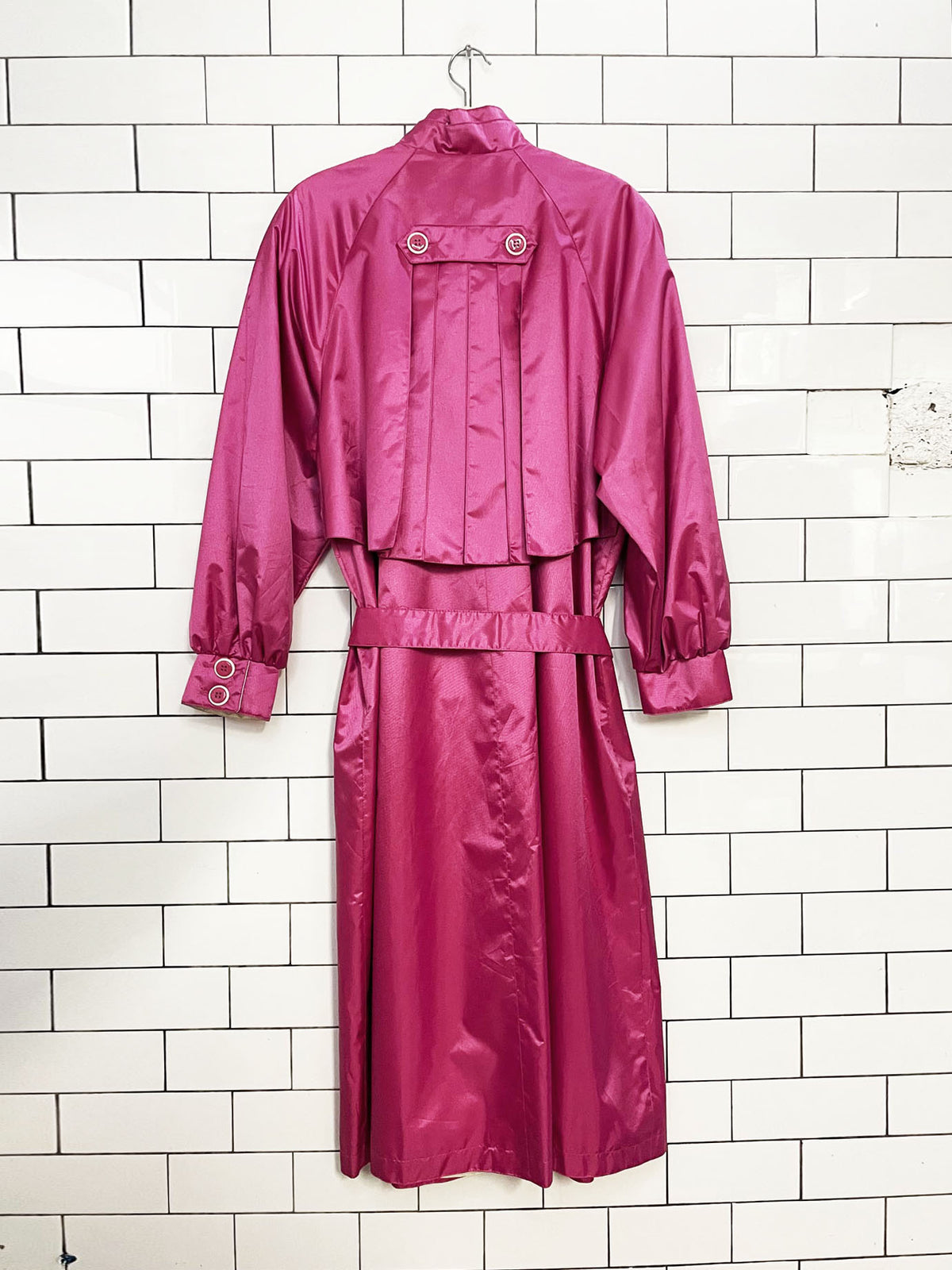 vintage 80s raingear pleated cape back belted long rain coat