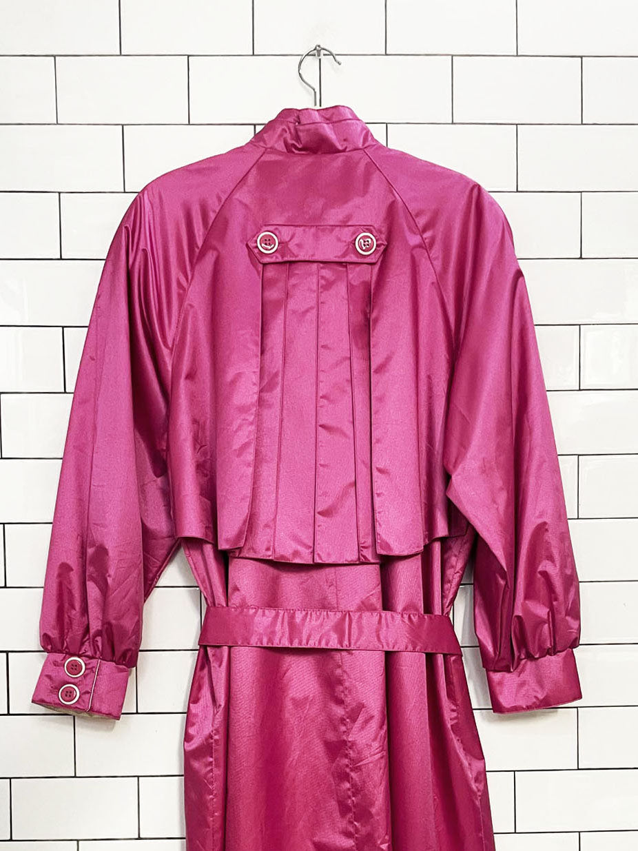vintage 80s raingear pleated cape back belted long rain coat