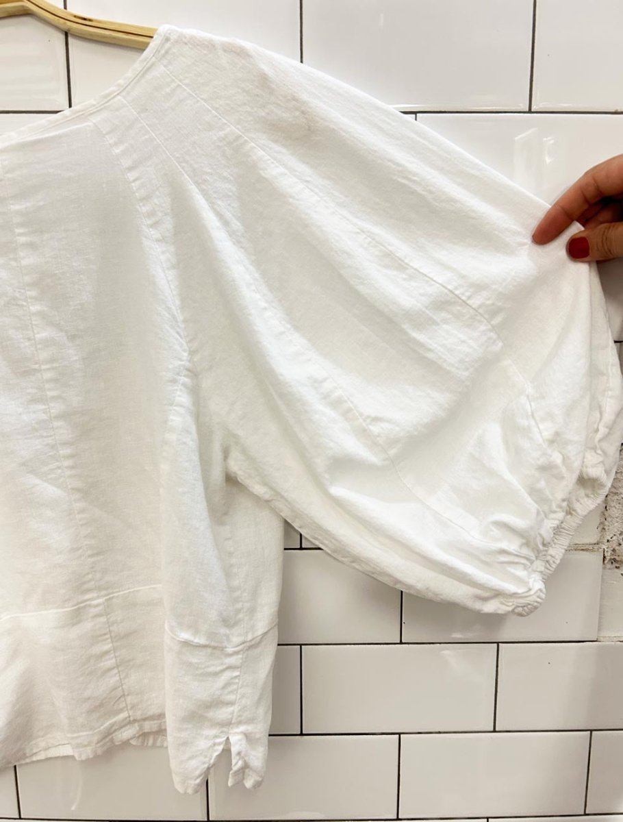 nwt h&m linen - blend balloon sleeve top - good market thrift store