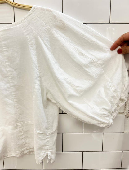 nwt h&m linen - blend balloon sleeve top - good market thrift store