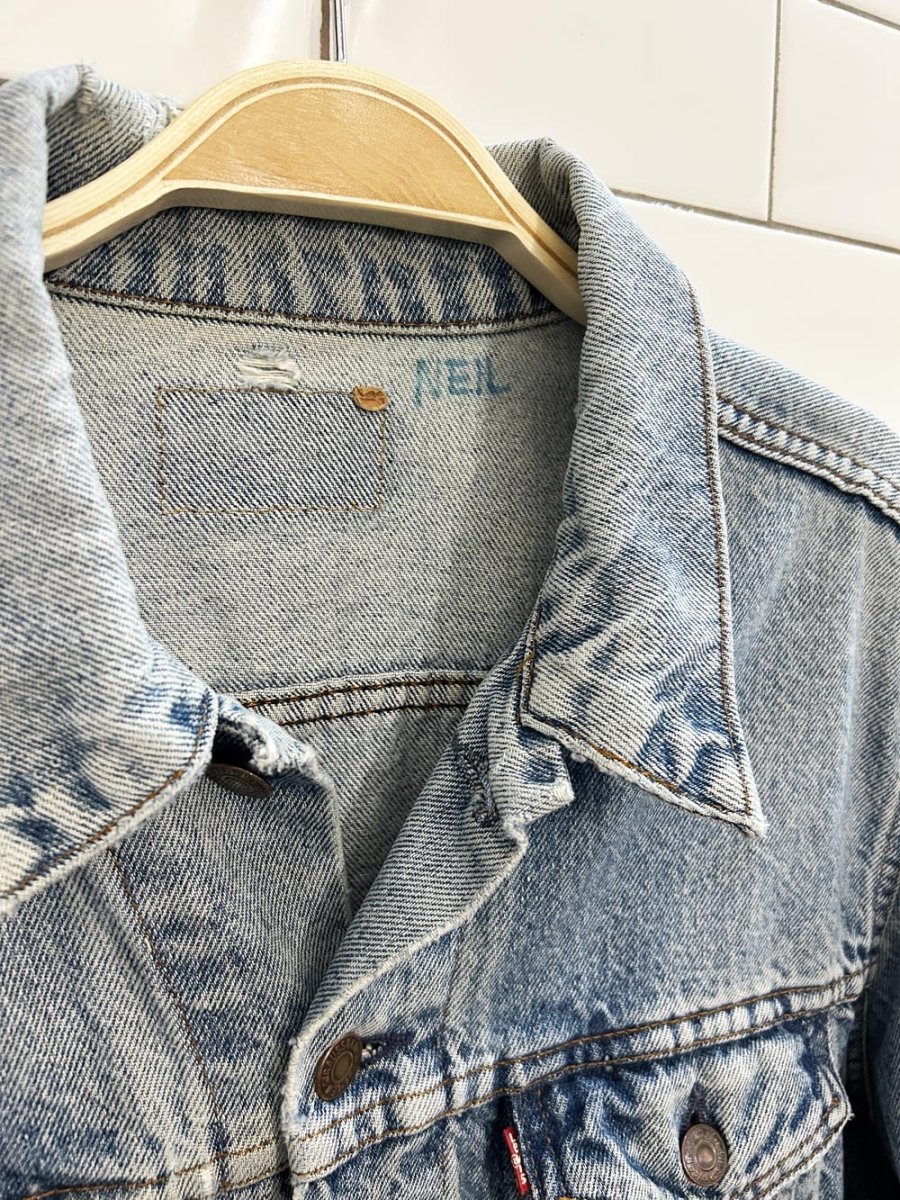 vintage 90s levi's red tab denim trucker jacket - good market thrift store