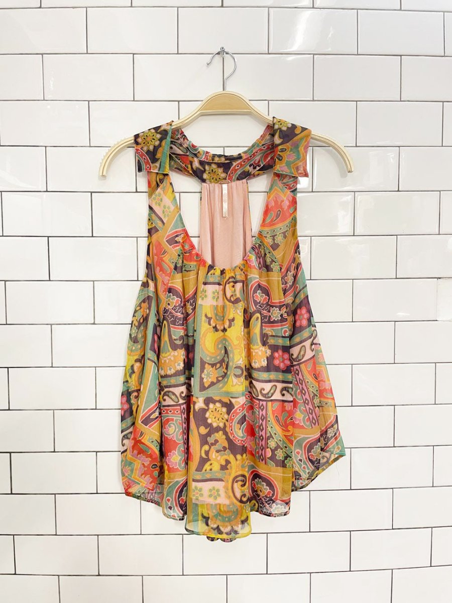 free people strawberry meadow chiffon boho flowy tank - good market thrift store