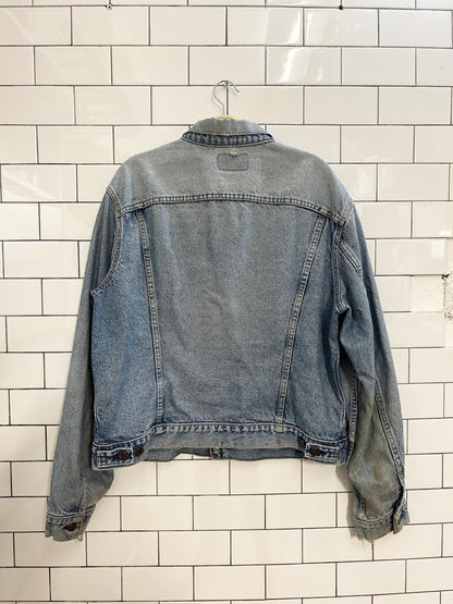 vintage 90s levi's red tab denim trucker jacket - good market thrift store