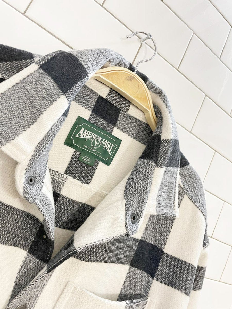 american eagle plaid snap button shirt jacket - good market thrift store
