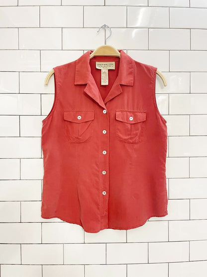 vintage 90s jones new york 100% silk sleeveless shirt - good market thrift store