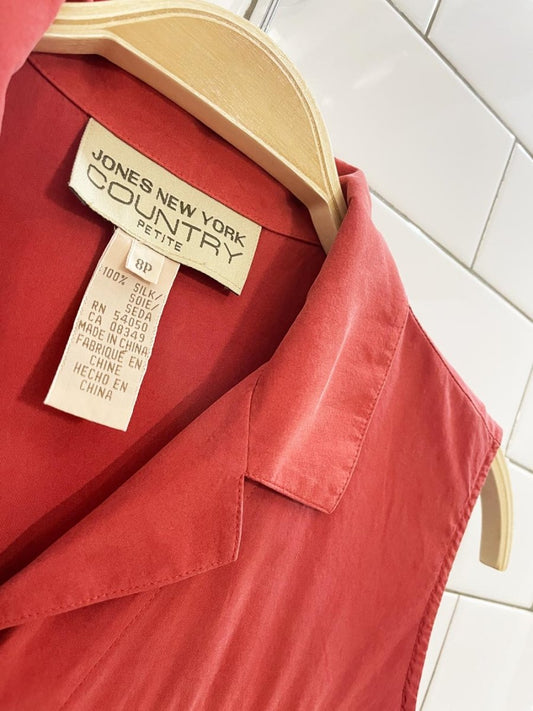 vintage 90s jones new york 100% silk sleeveless shirt - good market thrift store