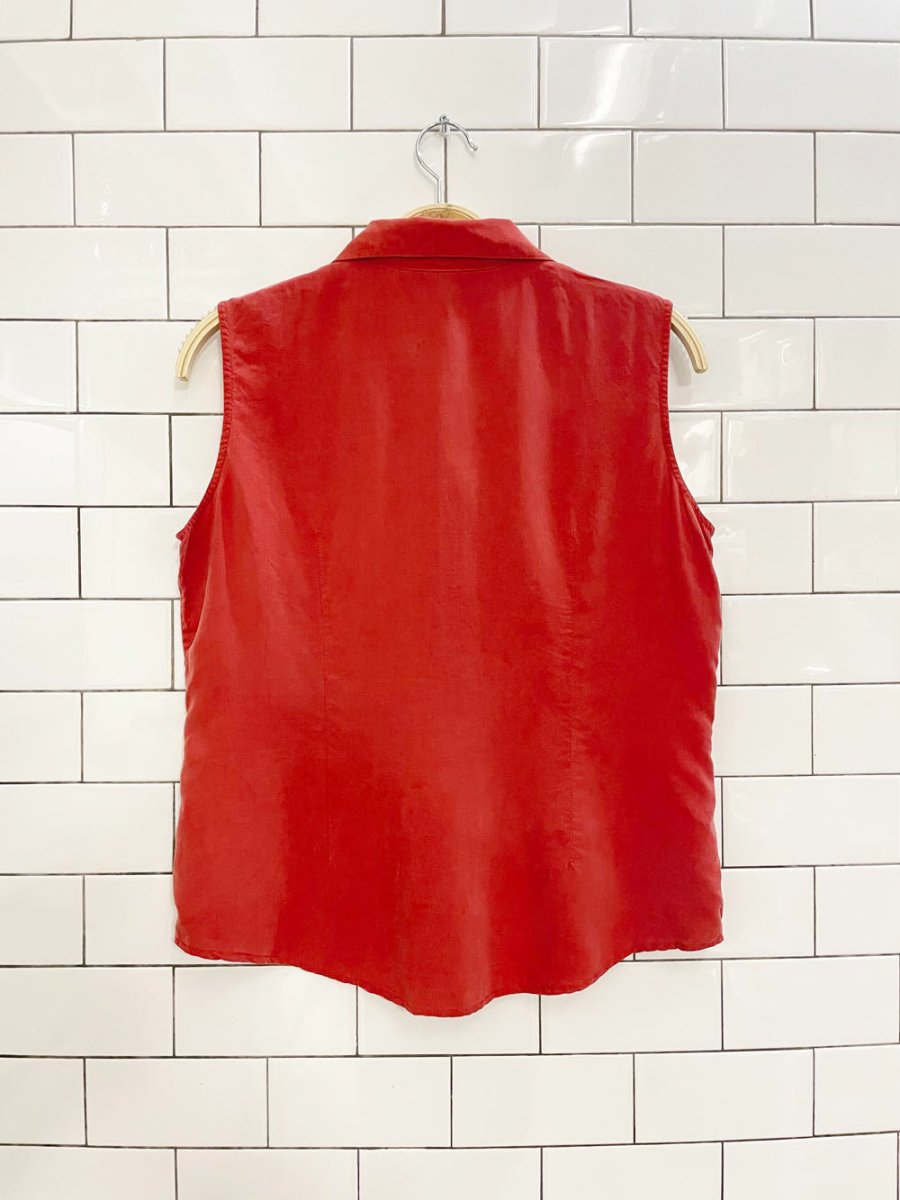 vintage 90s jones new york 100% silk sleeveless shirt - good market thrift store
