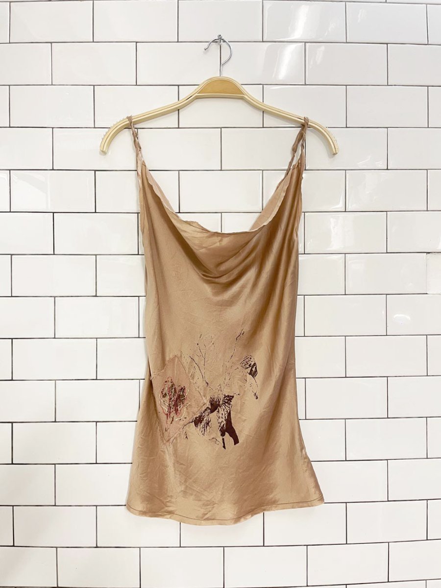 y2k david bitton buffalo 100% silk cowl neck tank - good market thrift store