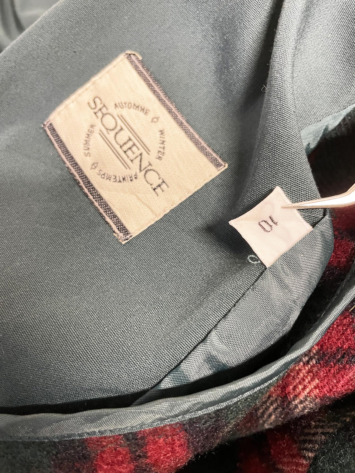 vintage sequence plaid-lined belted trench coat | removeable liner