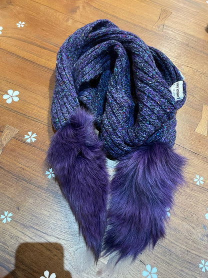 vintage tony lambert wool-blend fox trim scarf