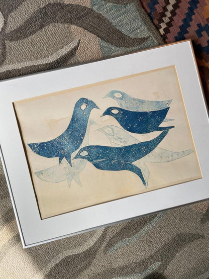 vintage j. mika aboriginal seals print framed art - good market thrift store