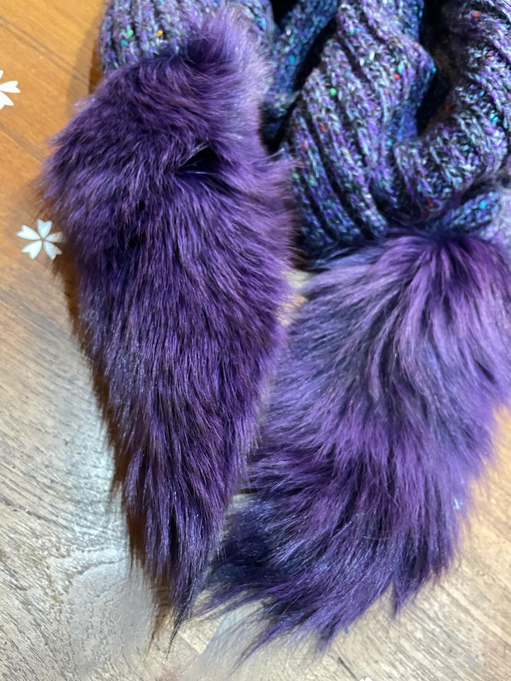 vintage tony lambert wool-blend fox trim scarf