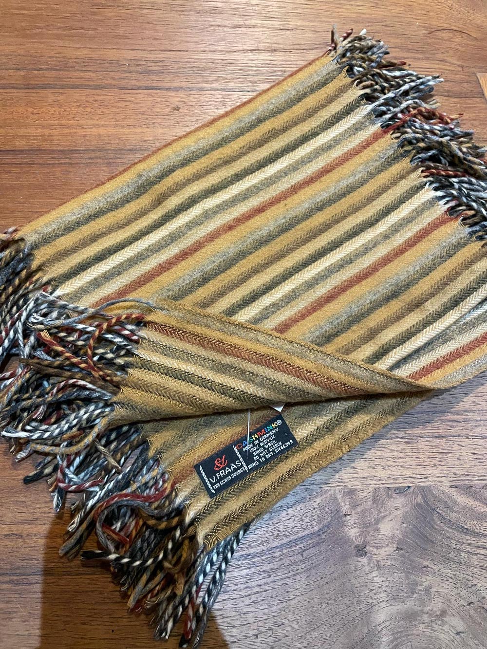 vintage fraas cashmink double fringe scarf
