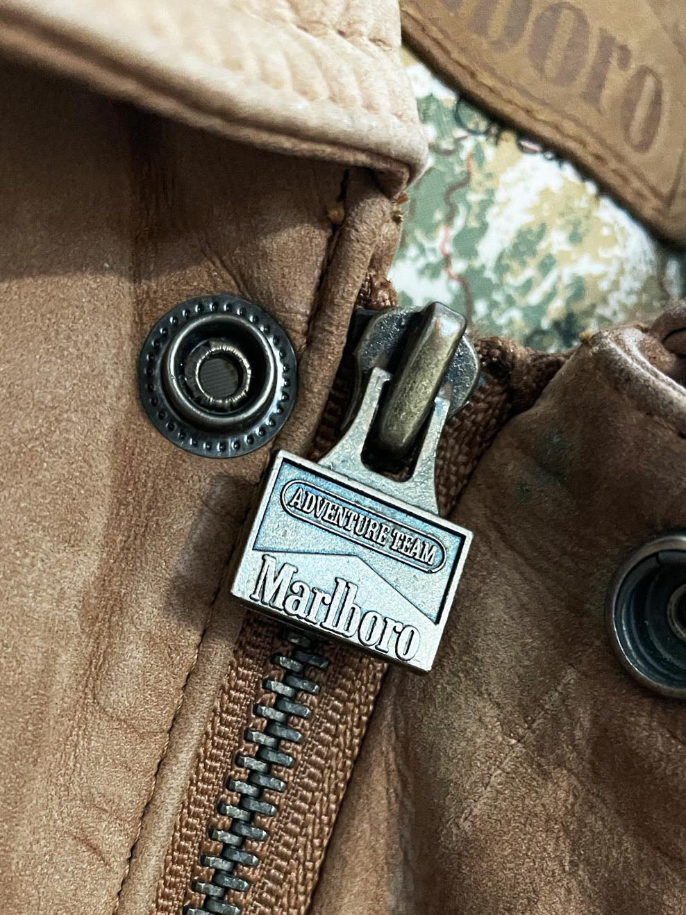 vintage 90s marlboro adventure team nubuck leather bomber jacket