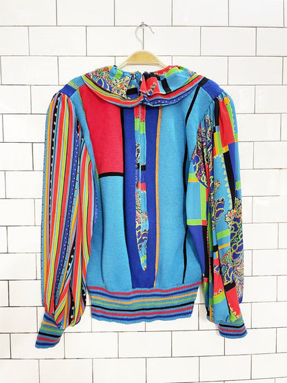 vintage wool balloon sleeve sweater with ruffle collar - good market thrift store