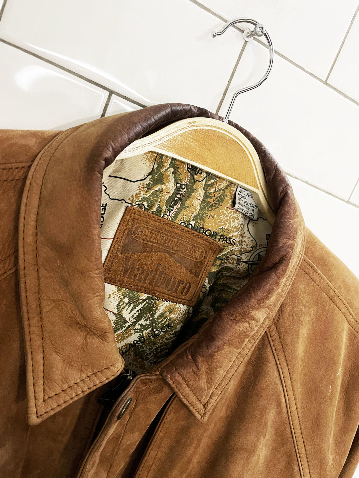 vintage 90s marlboro adventure team nubuck leather bomber jacket