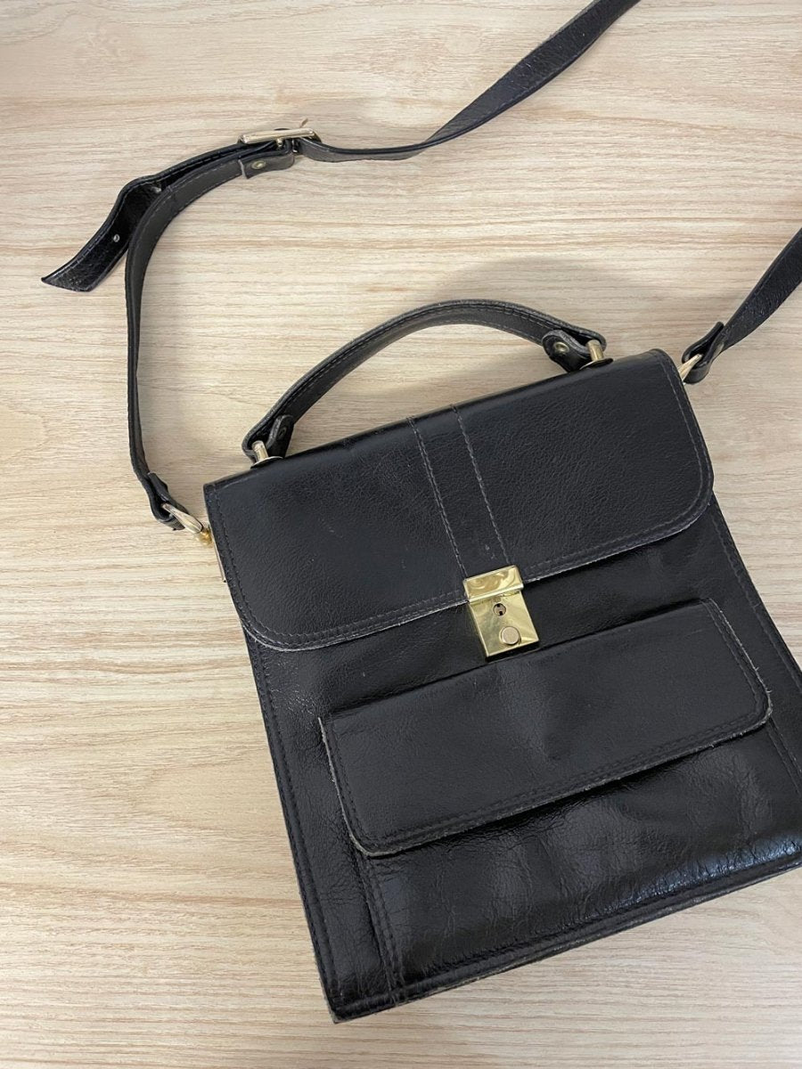 vintage top handle briefcase style purse - good market thrift store