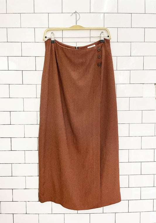 vintage 00s braemar button detail wrap midi skirt - good market thrift store