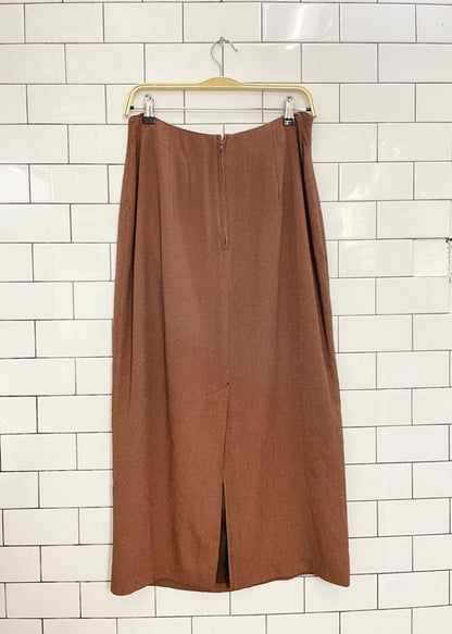 vintage 00s braemar button detail wrap midi skirt - good market thrift store
