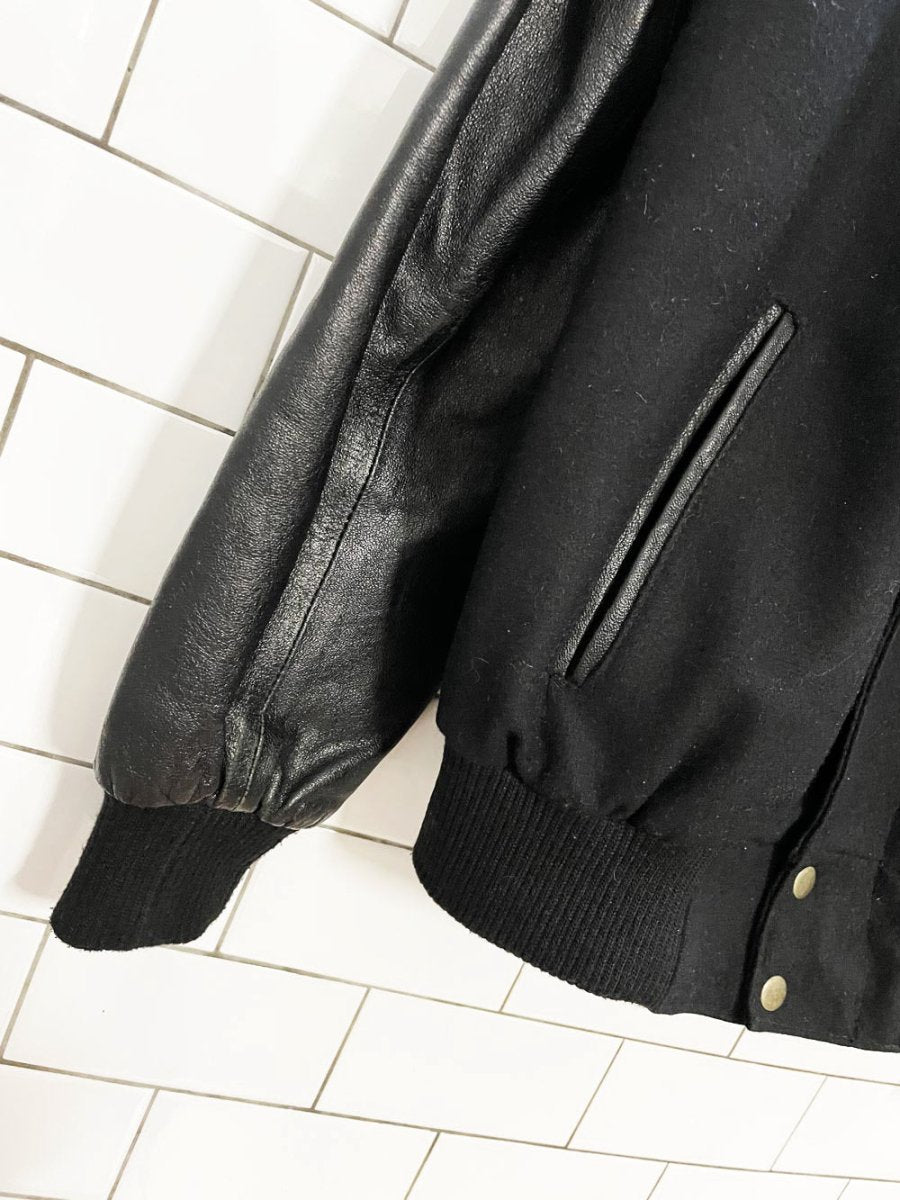 vintage michael b jordan wool - leather 'battle XXIV' varsity jacket | leather shade - good market thrift store