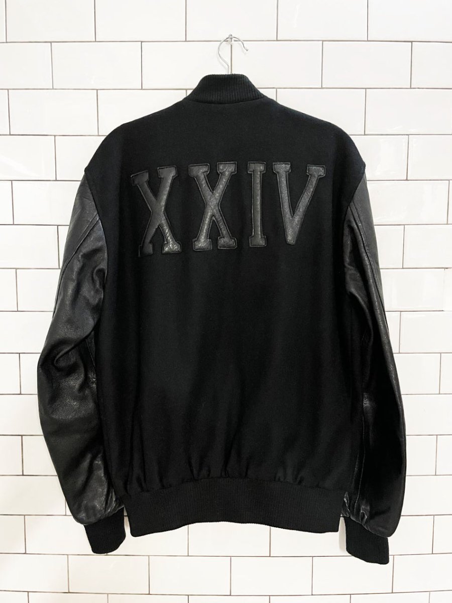 vintage michael b jordan wool - leather 'battle XXIV' varsity jacket | leather shade - good market thrift store