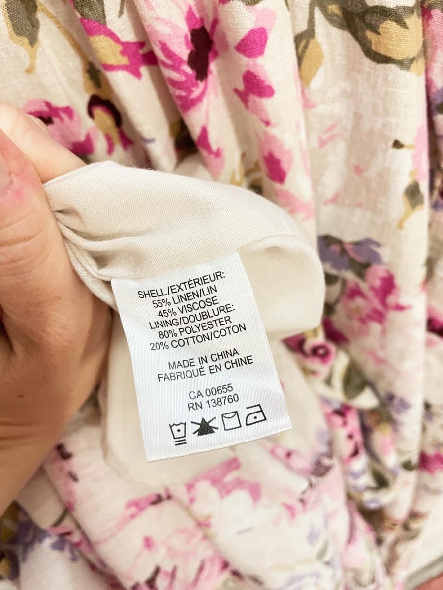 reitmans x the birds papaya linen - blend floral midi dress - good market thrift store
