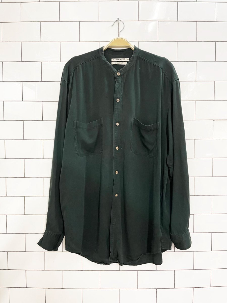 vintage 90s club monaco rayon button down shirt - good market thrift store