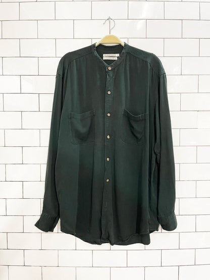 vintage 90s club monaco rayon button down shirt - good market thrift store