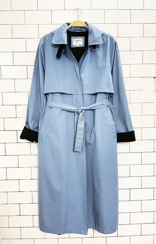vintage 90s cambridge hooded belted trench coat - good market thrift store