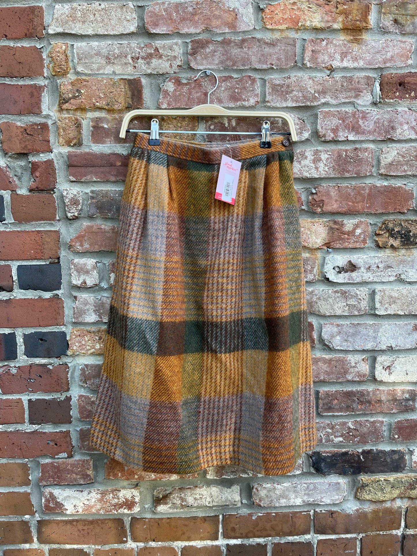 vintage fall plaid pleated wool skirt