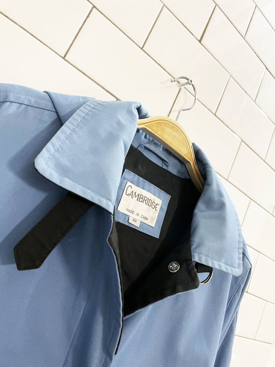 vintage 90s cambridge hooded belted trench coat - good market thrift store