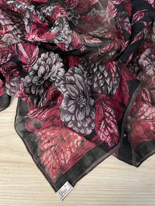 vintage vera floral light wool xl scarf - good market thrift store