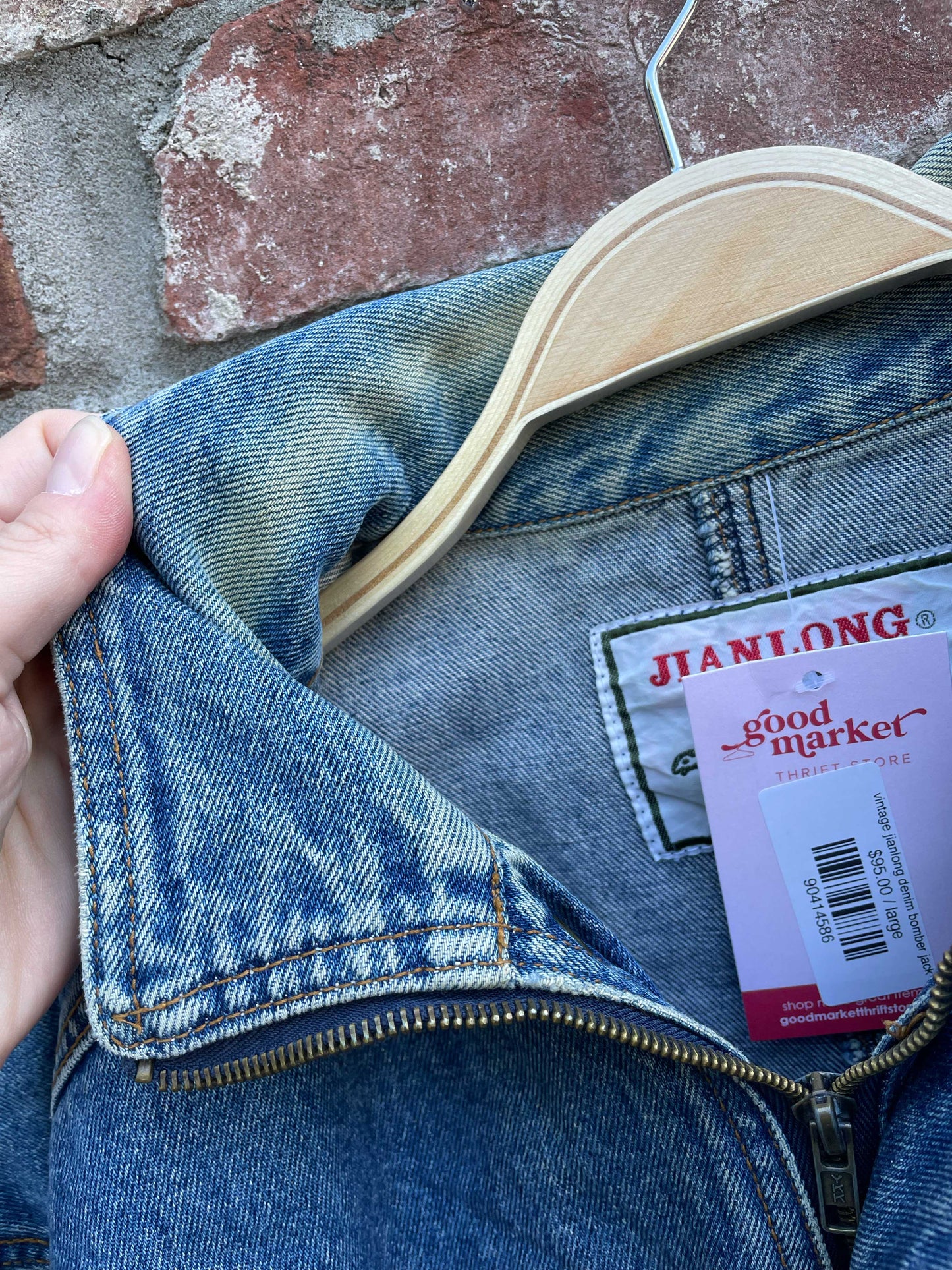 vintage jianlong denim bomber jacket