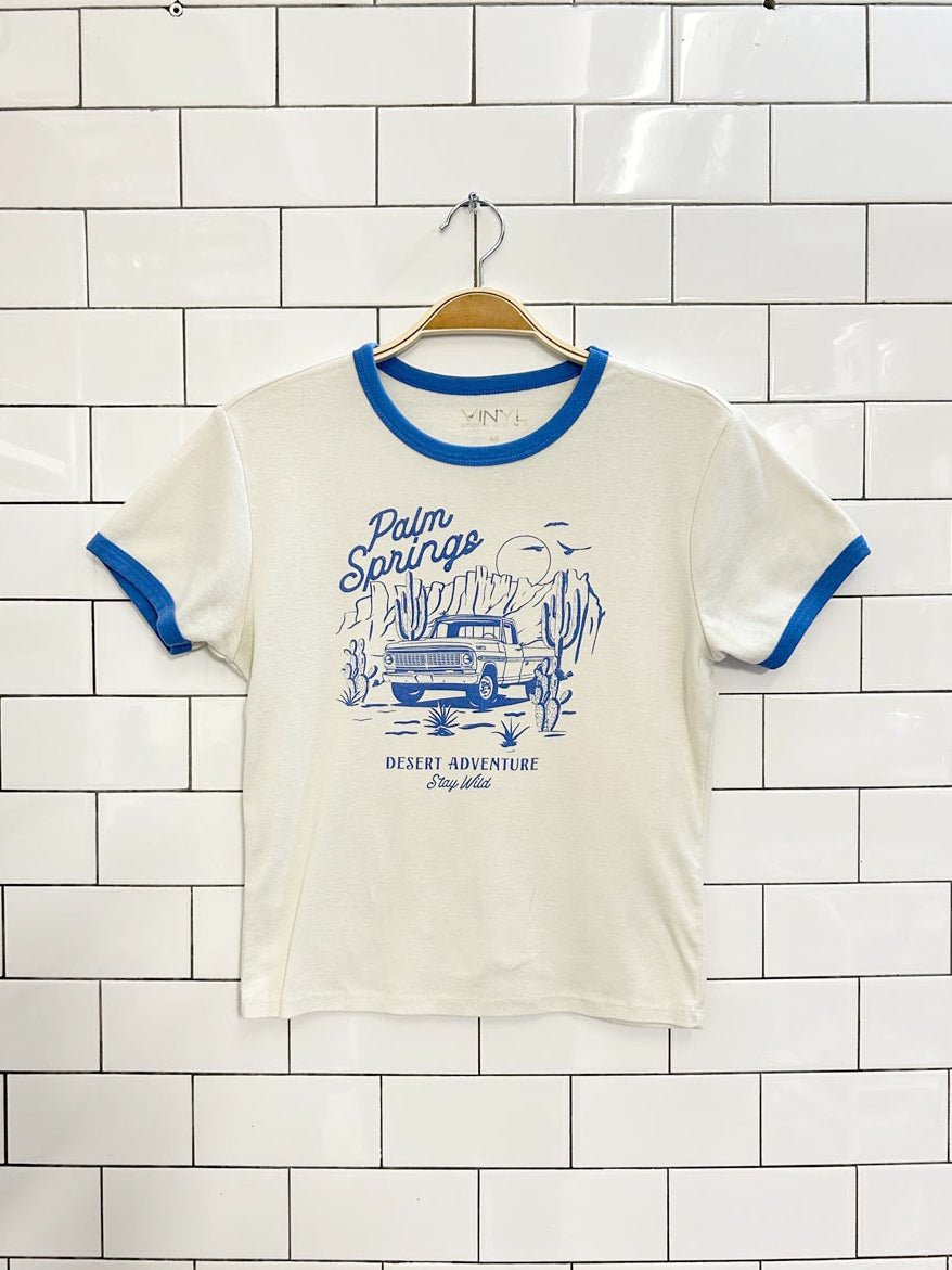 vinyl icon palm springs fitted ringer tee - good market thrift store