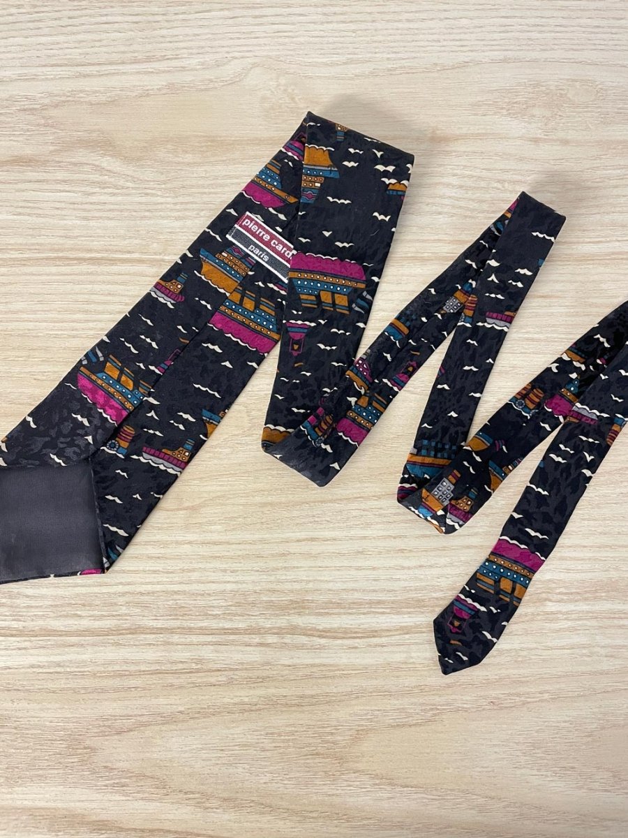 vintage pierre cardin paris boats silk tie - good market thrift store